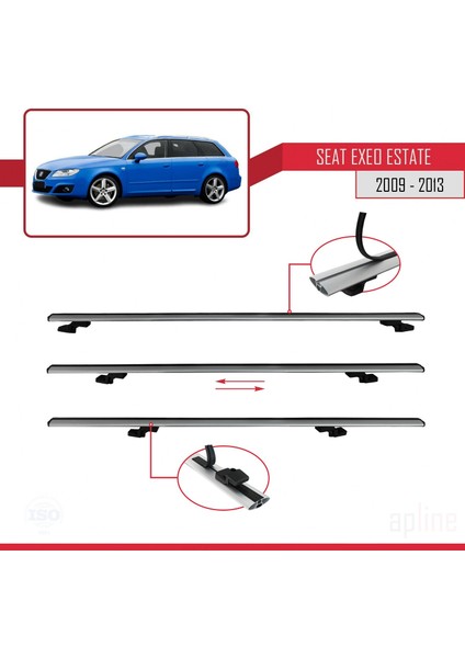 Seat Exeo 3r9 2009-2013 Arası ile Uyumlu Basıc Model Ara Atkı Tavan Barı Gri 3 Adet indirimleri