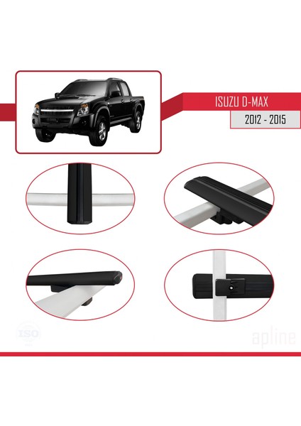Isuzu D-Max 2012-2015 ile Uyumlu Basıc Model Ara Atkı Tavan Barı Siyah 3 Adet fırsatları