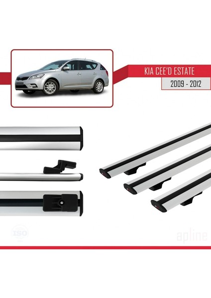 Kia Ceed Sportswagon 2009-2012 Arası ile Uyumlu Basıc Model Ara Atkı Tavan Barı Gri 3 Adet modelleri