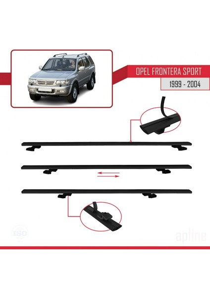 Opel Frontera Sport 1999-2004 Arası ile Uyumlu Basıc Model Ara Atkı Tavan Barı Siyah 3 Adet indirimleri