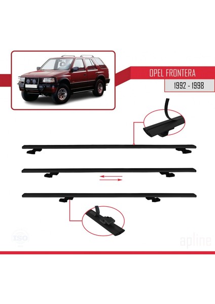Opel Frontera 1992-1998 Arası ile Uyumlu Basıc Model Ara Atkı Tavan Barı Siyah 3 Adet indirimleri