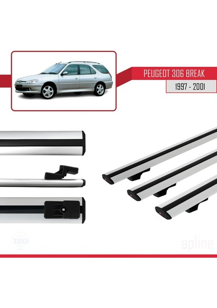 Peugeot 306 Estate 1997-2001 Arası ile Uyumlu Basıc Model Ara Atkı Tavan Barı Gri 3 Adet modelleri