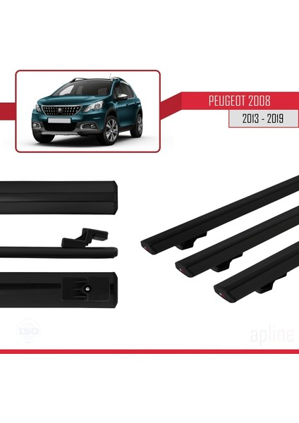 Peugeot 2008 2013-2019 Arası ile Uyumlu Basıc Model Ara Atkı Tavan Barı Siyah 3 Adet modelleri