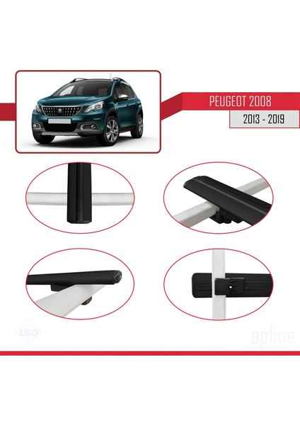 Peugeot 2008 2013-2019 Arası ile Uyumlu Basıc Model Ara Atkı Tavan Barı Siyah 3 Adet fırsatları