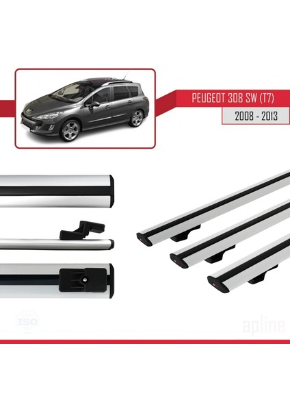 Peugeot 308 Sw (T7) 2008-2013 Arası ile Uyumlu Basıc Model Ara Atkı Tavan Barı Gri 3 Adet modelleri