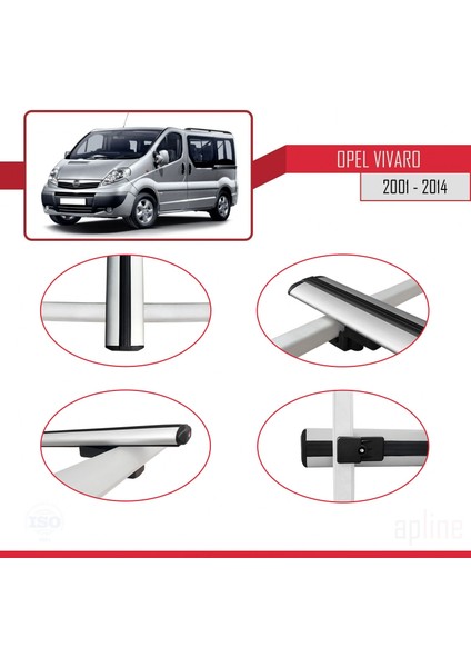 Opel Vivaro 2001-2014 Arası ile Uyumlu Basıc Model Ara Atkı Tavan Barı Gri 3 Adet fırsatları