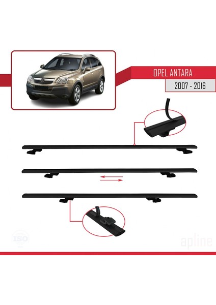 Opel Antara 2007-2016 Arası ile Uyumlu Basıc Model Ara Atkı Tavan Barı Siyah 3 Adet indirimleri