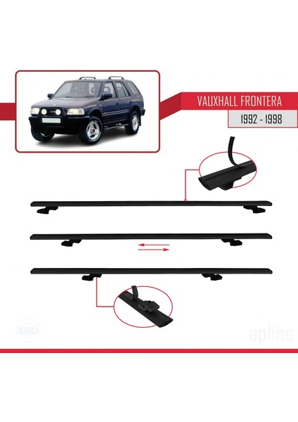 Vauxhall Frontera 1992-1998 Arası ile Uyumlu Basıc Model Ara Atkı Tavan Barı Siyah 3 Adet indirimleri