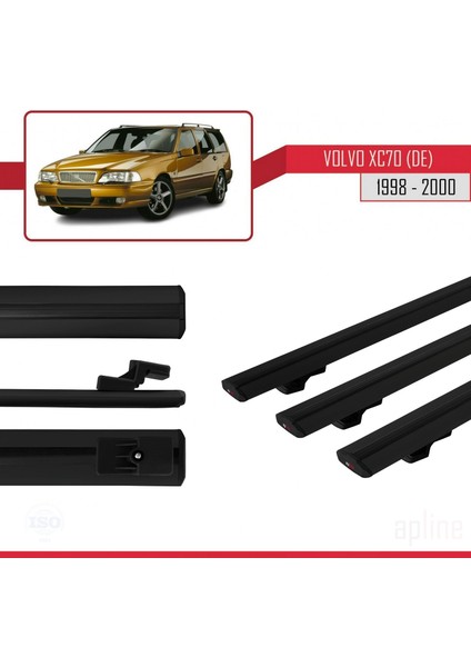 Volvo XC70 (De) 1998-2000 Arası ile Uyumlu Basıc Model Ara Atkı Tavan Barı Siyah 3 Adet modelleri
