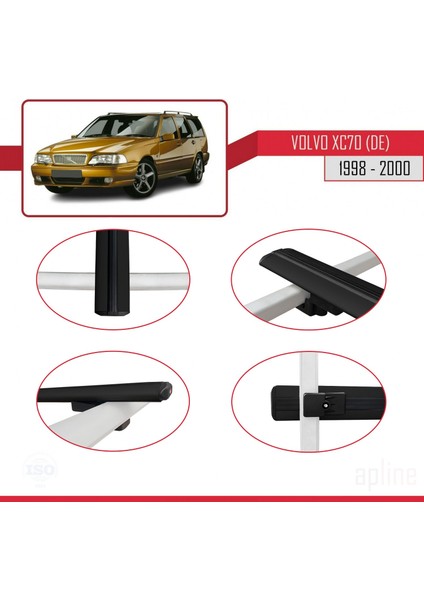 Volvo XC70 (De) 1998-2000 Arası ile Uyumlu Basıc Model Ara Atkı Tavan Barı Siyah 3 Adet fırsatları
