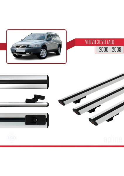 Volvo XC70 (Au) 2000-2008 Arası ile Uyumlu Basıc Model Ara Atkı Tavan Barı Gri 3 Adet modelleri