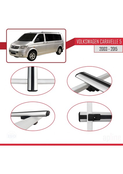 Volkswagen Caravelle (T5) 2003-2015 Arası ile Uyumlu Basıc Model Ara Atkı Tavan Barı Gri 3 Adet fırsatları