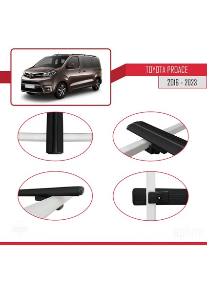 Toyota Proace 2016 ve Sonrası ile Uyumlu Basıc Model Ara Atkı Tavan Barı Siyah 3 Adet