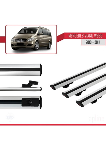 Mercedes Viano 2010-2014 Arası ile Uyumlu Basıc Model Ara Atkı Tavan Barı Gri 3 Adet modelleri
