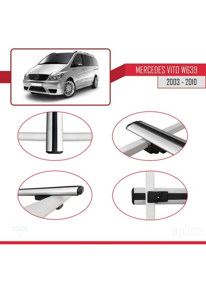 Mercedes Vito (W639) 2003-2010 Arası ile Uyumlu Basıc Model Ara Atkı Tavan Barı Gri 3 Adet fırsatları