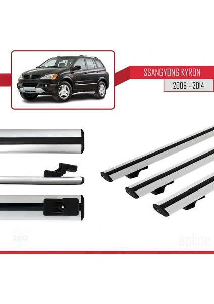 Ssangyong Kyron 2006-2014 Arası ile Uyumlu Basıc Model Ara Atkı Tavan Barı Gri 3 Adet modelleri