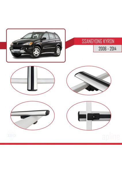 Ssangyong Kyron 2006-2014 Arası ile Uyumlu Basıc Model Ara Atkı Tavan Barı Gri 3 Adet fırsatları