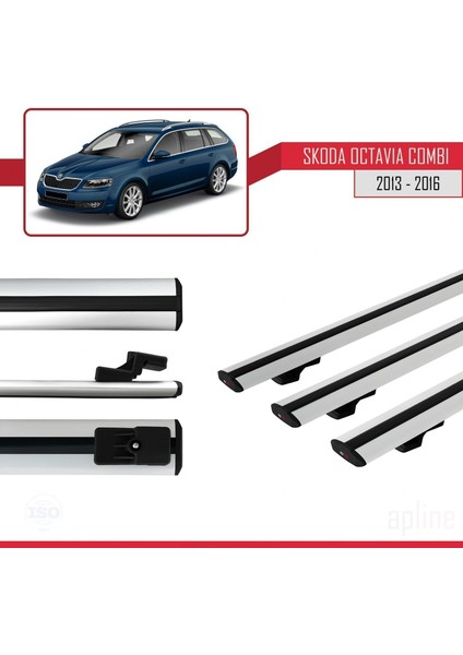 Skoda Octavia Combı 2013-2016 Arası ile Uyumlu Basıc Model Ara Atkı Tavan Barı Gri 3 Adet modelleri