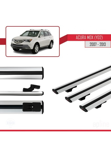Acura Mdx (Yd2) 2007-2013 Arası ile Uyumlu Basıc Model Ara Atkı Tavan Barı Gri 3 Adet