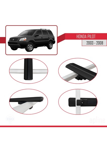 Honda Pilot 2003-2008 Arası ile Uyumlu Basıc Model Ara Atkı Tavan Barı Siyah 3 Adet fırsatları