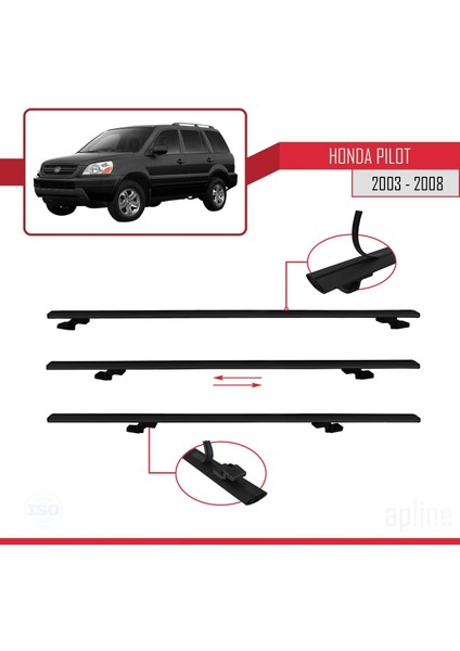 Honda Pilot 2003-2008 Arası ile Uyumlu Basıc Model Ara Atkı Tavan Barı Siyah 3 Adet indirimleri