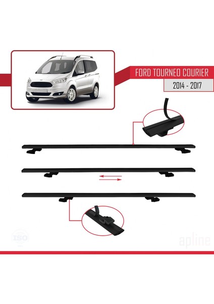 Ford Tourneo Courier 2014-2017 Arası ile Uyumlu Basıc Model Ara Atkı Tavan Barı Siyah 3 Adet indirimleri