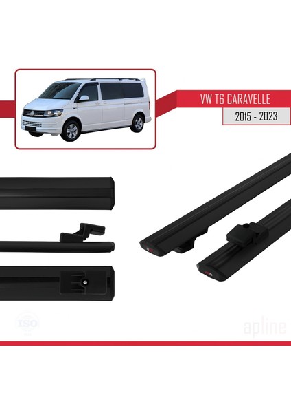 Volkswagen Caravelle (T6) 2015 ve Sonrası ile Uyumlu Basıc Model Ara Atkı Tavan Barı Siyah