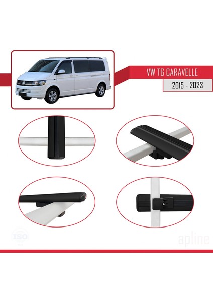 Volkswagen Caravelle (T6) 2015 ve Sonrası ile Uyumlu Basıc Model Ara Atkı Tavan Barı Siyah