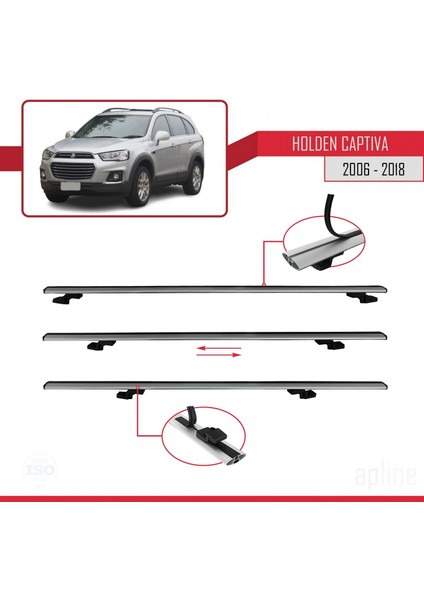 Holden Captiva 2006-2018 Arası ile Uyumlu Basıc Model Ara Atkı Tavan Barı Gri 3 Adet indirimleri