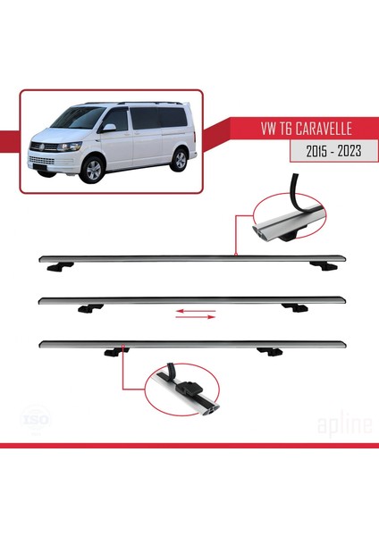 Volkswagen Caravelle (T6) 2015 ve Sonrası ile Uyumlu Basıc Model Ara Atkı Tavan Barı Gri indirimleri