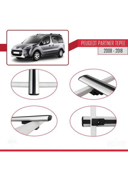 Peugeot Partner Tepee 2008-2018 Arası ile Uyumlu Basıc Model Ara Atkı Tavan Barı Gri fırsatları