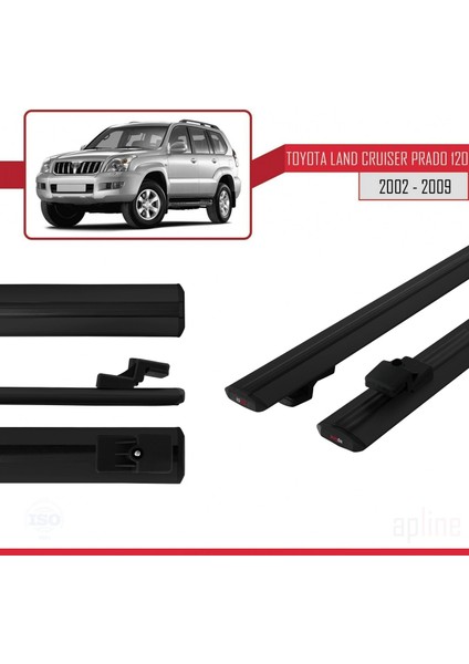 Toyota Land Cruiser Prado (J120) 2002-2006 Arası ile Uyumlu Basıc Model Ara Atkı Tavan Barı Siyah modelleri
