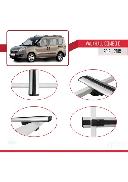 Vauxhall Combo D 2012-2018 Arası ile Uyumlu Basıc Model Ara Atkı Tavan Barı Gri