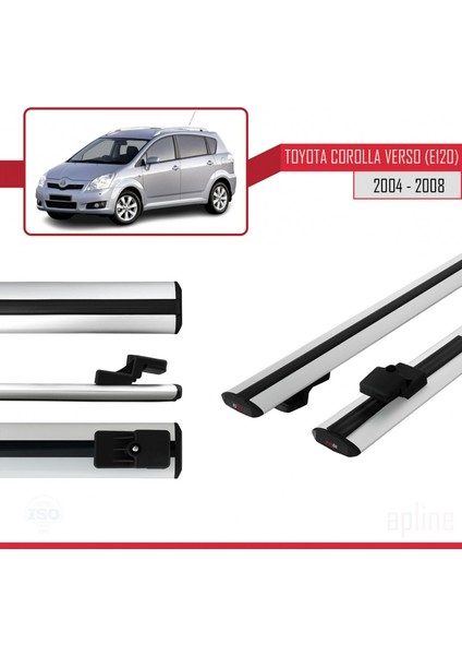 Toyota Corolla Verso (E120) 2004-2008 Arası ile Uyumlu Basıc Model Ara Atkı Tavan Barı Gri