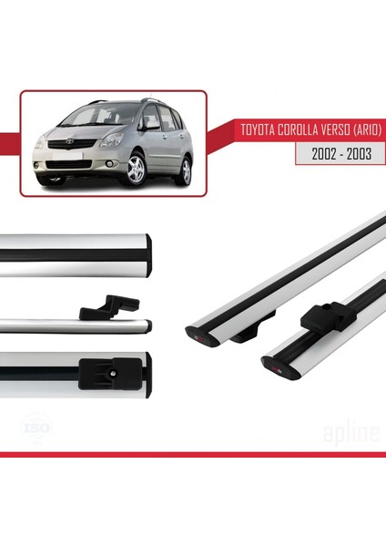 Toyota Corolla Verso (AR10) 2002-2003 Arası ile Uyumlu Basıc Model Ara Atkı Tavan Barı Gri