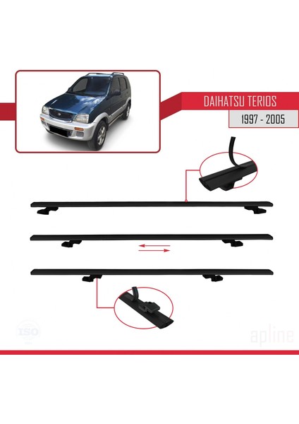 Daihatsu Terios 1997-2005 Arası ile Uyumlu Basıc Model Ara Atkı Tavan Barı Siyah 3 Adet indirimleri