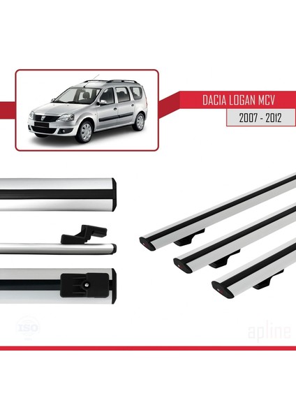 Dacia Logan Mcv 2007-2012 Arası ile Uyumlu Basıc Model Ara Atkı Tavan Barı Gri 3 Adet modelleri