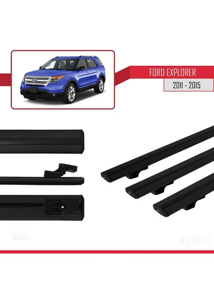 Ford Explorer 2011-2015 Arası ile Uyumlu Basıc Model Ara Atkı Tavan Barı Siyah 3 Adet modelleri