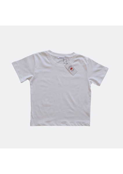 Kadın Beyaz Basic %100 Pamuk Bisiklet Yaka Regular Fit Kısa Kollu T-Shirt