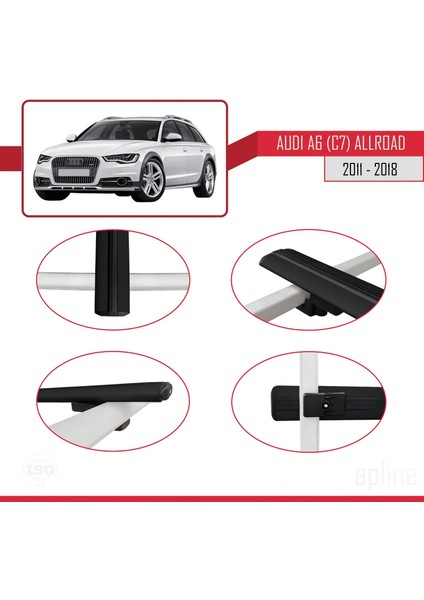 Audi A6 Allroad (C7) 2011-2018 Arası ile Uyumlu Basıc Model Ara Atkı Tavan Barı Siyah 3 Adet fırsatları