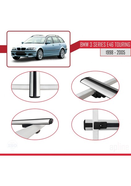 Bmw 3 Serisi (E46) Tourıng 1998-2005 Arası ile Uyumlu Basıc Model Ara Atkı Tavan Barı Gri fırsatları