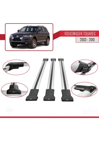 Volkswagen Touareg 2003-2010 Arası ile Uyumlu Fly Model Ara Atkı Tavan Barı Gri 3 Adet Bar fırsatları