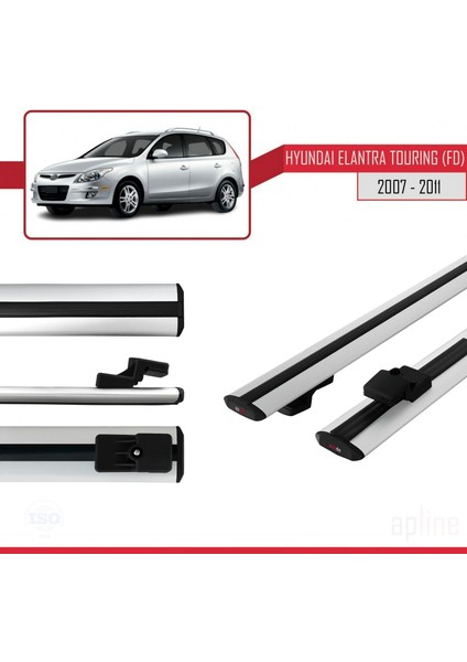 Hyundai Elantra Touring (Fd) 2007-2011 Arası ile Uyumlu Basıc Model Ara Atkı Tavan Barı Gri