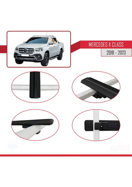Mercedes x Class 2018 ve Sonrası ile Uyumlu Basıc Model Ara Atkı Tavan Barı Siyah fırsatları