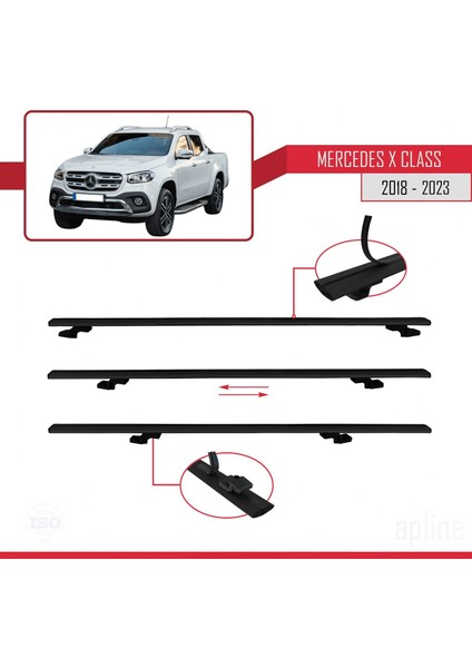 Mercedes x Class 2018 ve Sonrası ile Uyumlu Basıc Model Ara Atkı Tavan Barı Siyah indirimleri