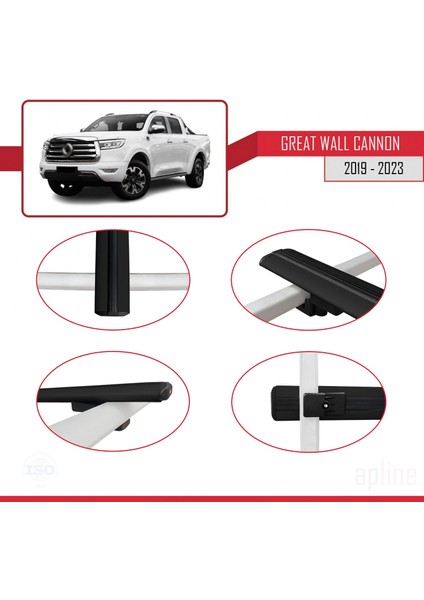 Great Wall Cannon 2019 ve Sonrası ile Uyumlu Basıc Model Ara Atkı Tavan Barı Siyah