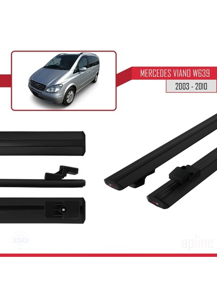 Mercedes Viano 2003-2010 Arası ile Uyumlu Basıc Model Ara Atkı Tavan Barı Siyah