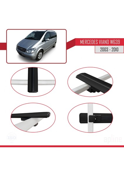 Mercedes Viano 2003-2010 Arası ile Uyumlu Basıc Model Ara Atkı Tavan Barı Siyah