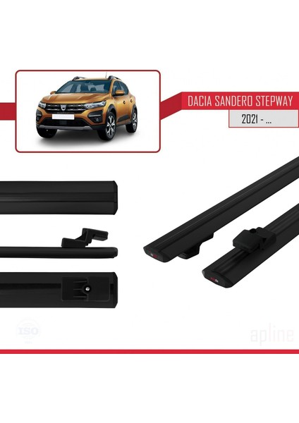 Dacia Sandero Stepway 2021 ve Sonrası ile Uyumlu Basıc Model Ara Atkı Tavan Barı Siyah modelleri