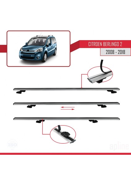 Citroen Berlingo 2008-2018 Arası ile Uyumlu Basıc Model Ara Atkı Tavan Barı Gri indirimleri